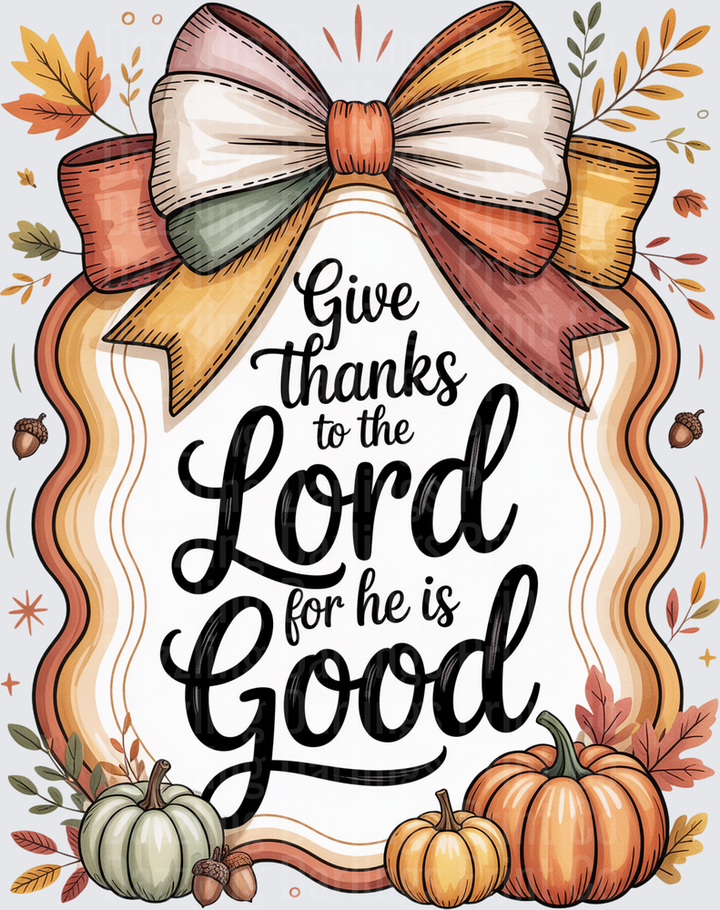 Give Thanks To The Lord For He Is Good Coquette Bow Frame