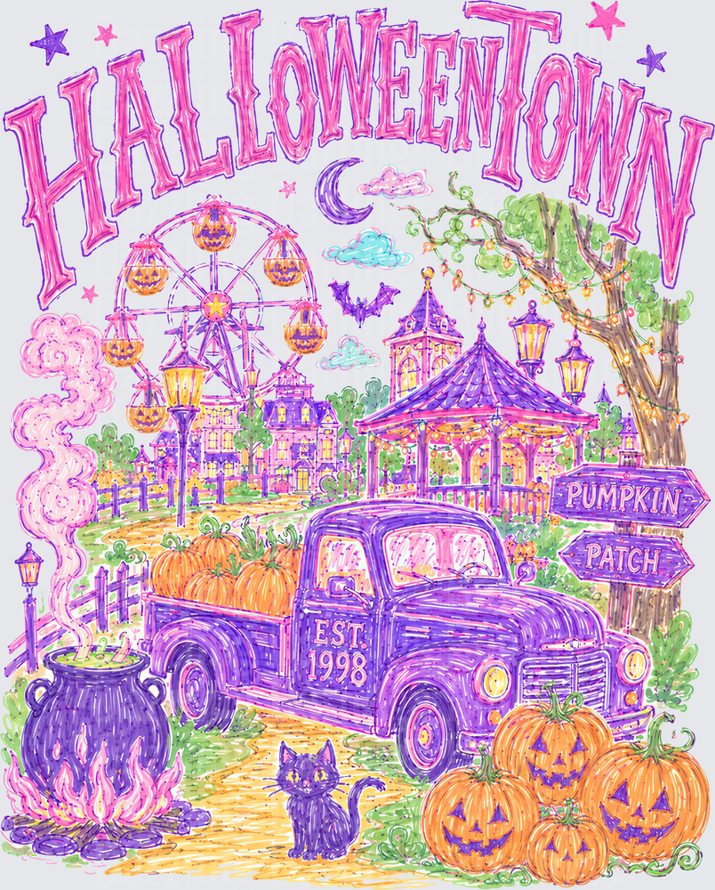 Halloweentown Est. 1998 Vintage Truck Pumpkin Patch Scene