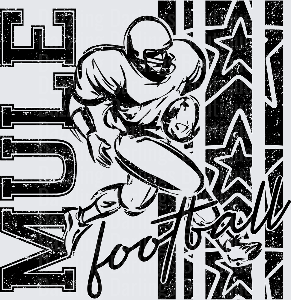 Mules Football Player Running Back Stars Grunge Design
