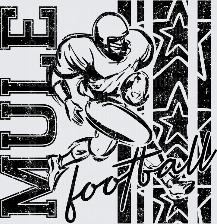 Mules Football Player Running Back Stars Grunge Design