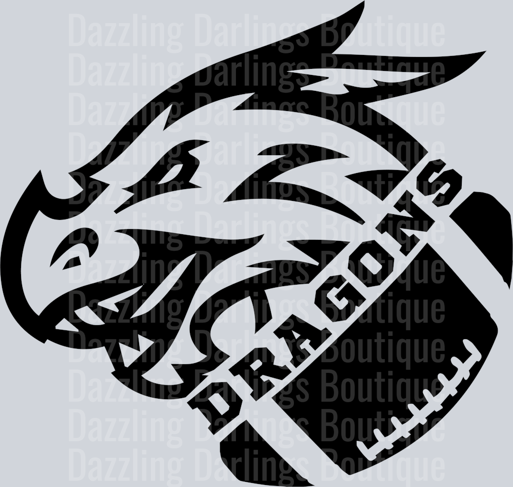 Pickens Dragons Football Black Dragon Head Football