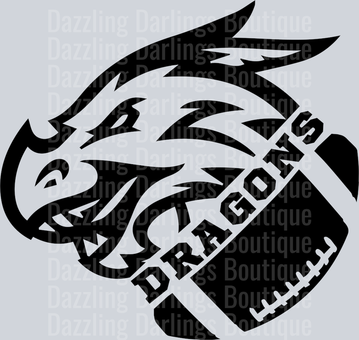 Pickens Dragons Football Black Dragon Head Football