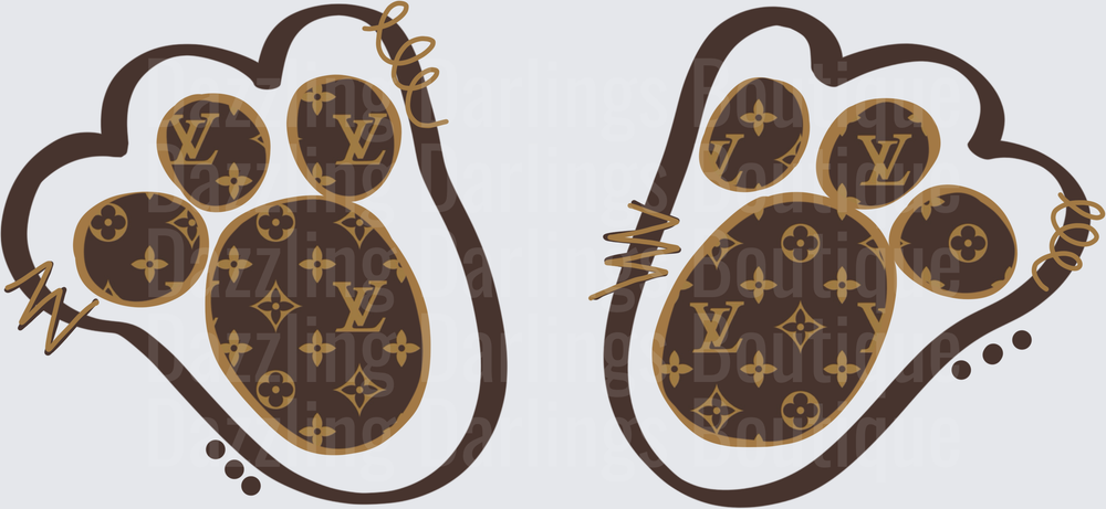 Louis Vuitton Inspired Paw Print with Spike Collar Design