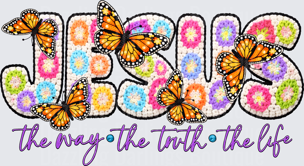 Jesus the Way the Truth the Life Monarch Butterflies Granny Squares