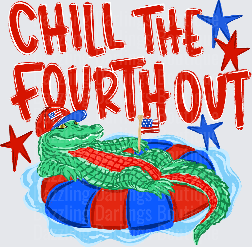 Chill The Fourth Out Patriotic Alligator Floating Pool Ring