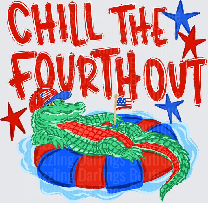 Chill The Fourth Out Patriotic Alligator Floating Pool Ring