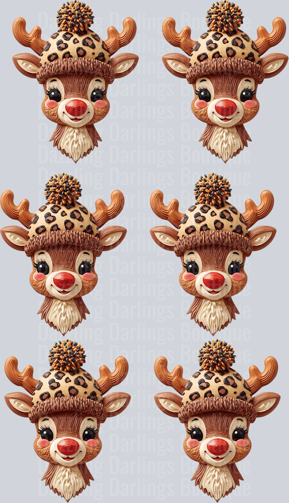 Leopard Beanie Reindeer Christmas Premade Gang Sheet