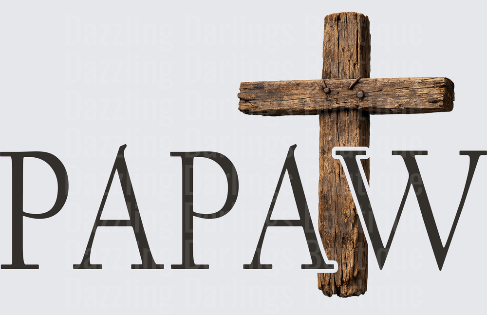 PAPAW with Rustic Wooden Cross Religious Faith Design