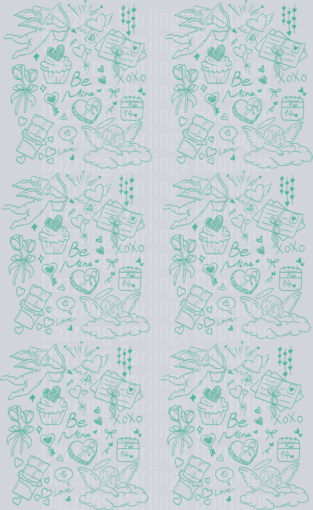 Be Mine Valentines Day Premade Gang Sheet 22"x36" Teal