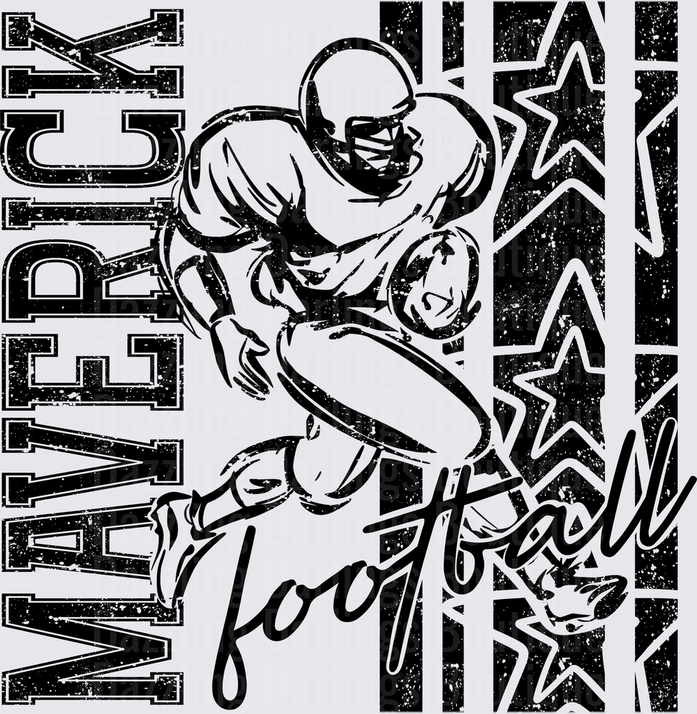 Maverick Football Player Running Back Grunge Stars