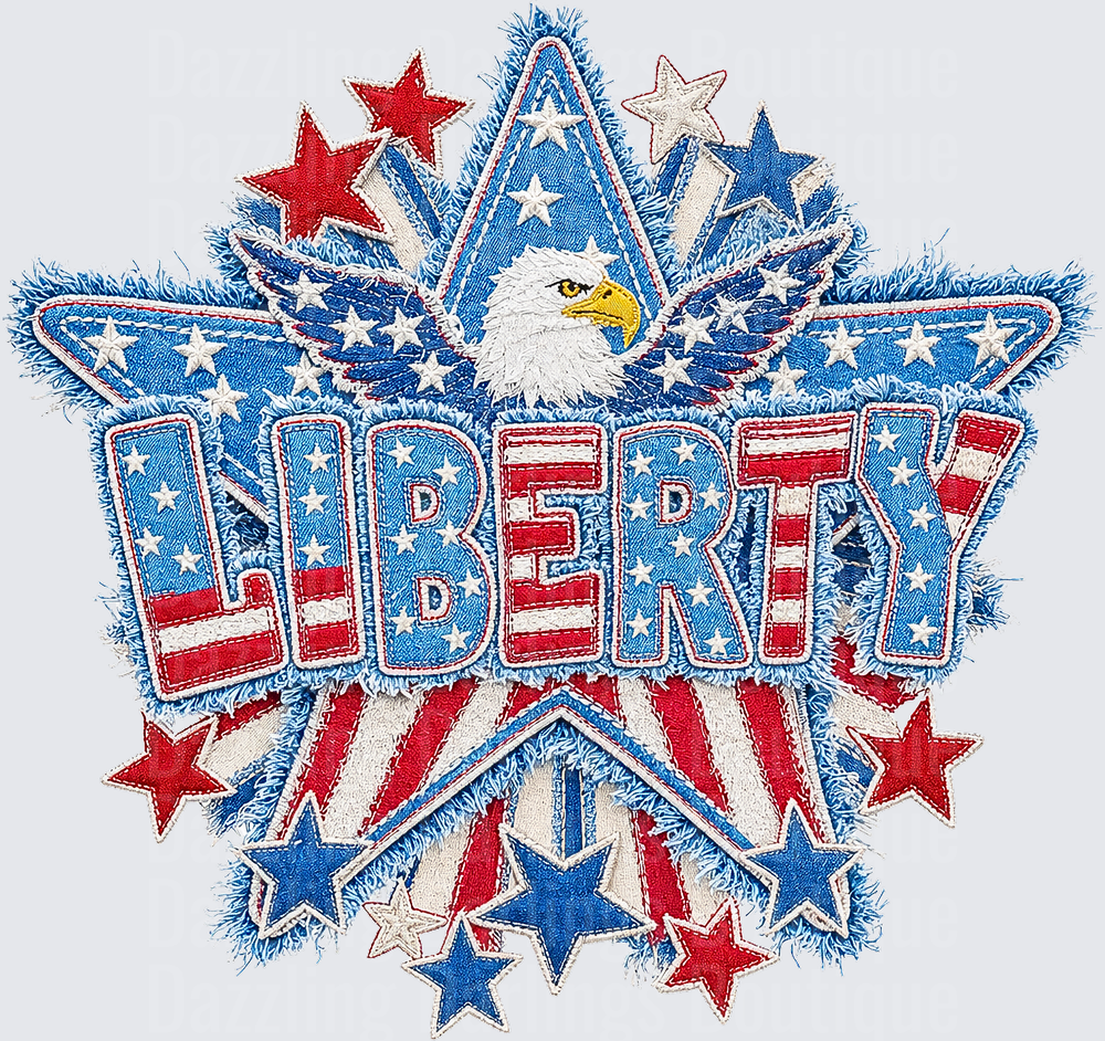 Patriotic Liberty Eagle with Red White Blue Stars and Stripes
