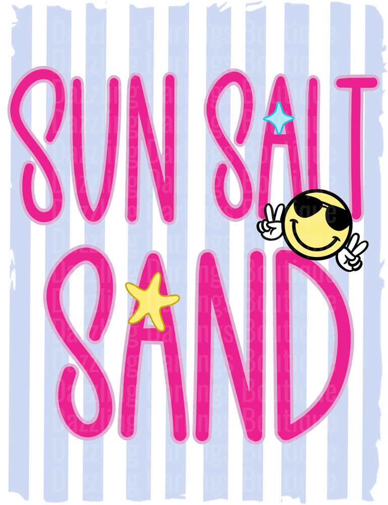 Sun Salt Sand Beach Summer Vibes with Smiley Face