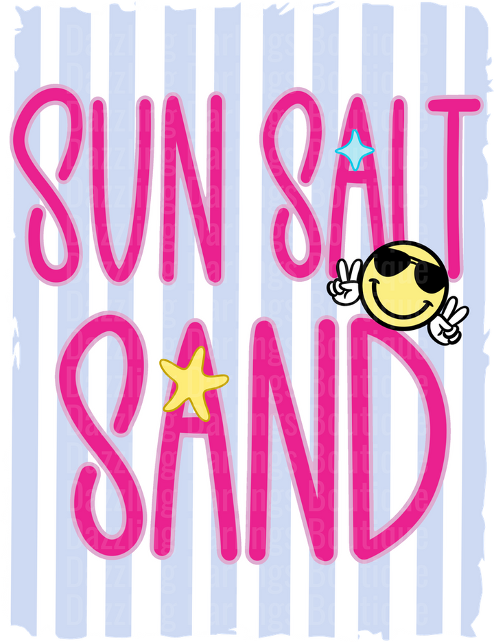 Sun Salt Sand Beach Summer Vibes with Smiley Face