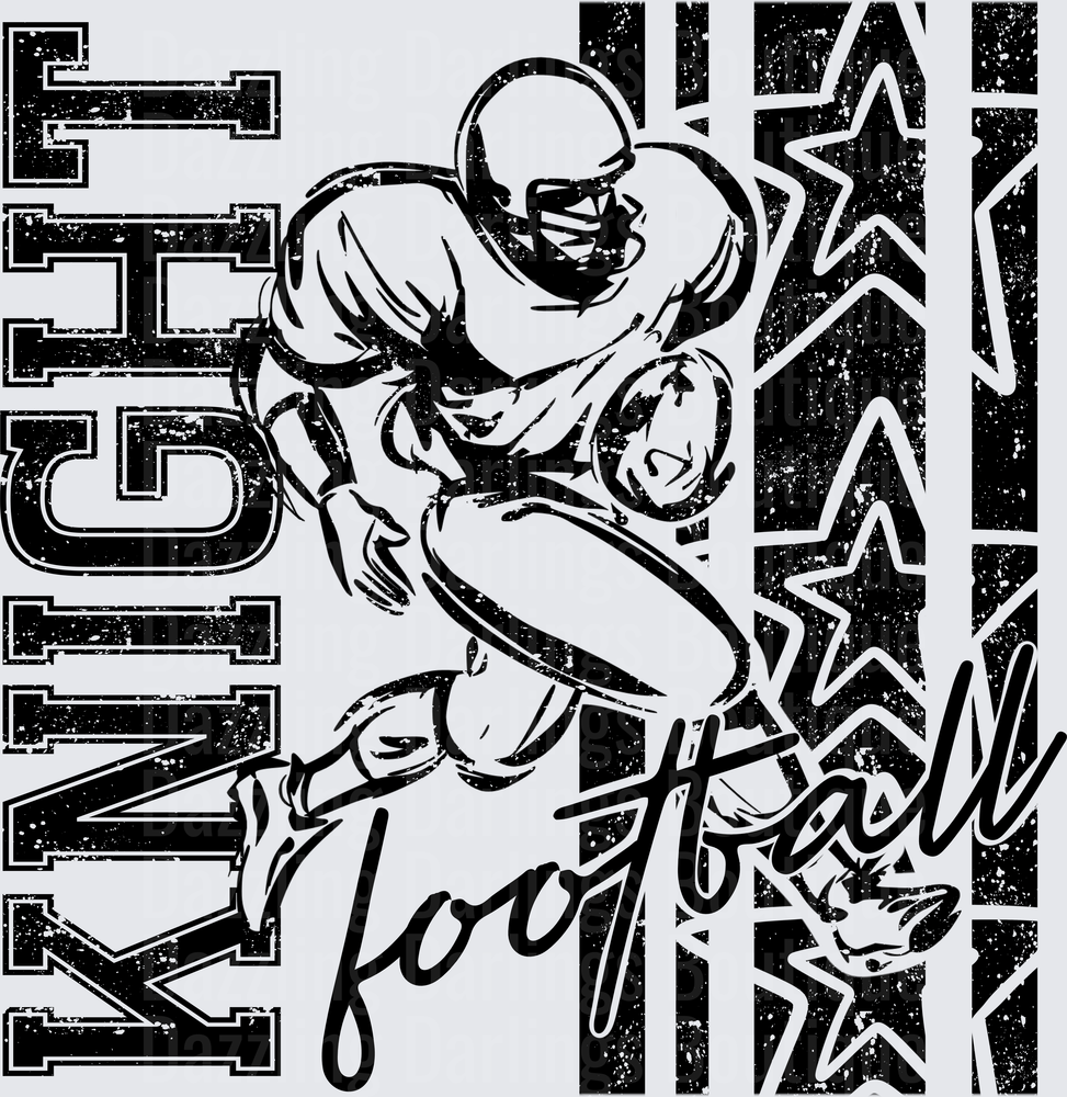 Knight Football Grunge Running Back Stars Design