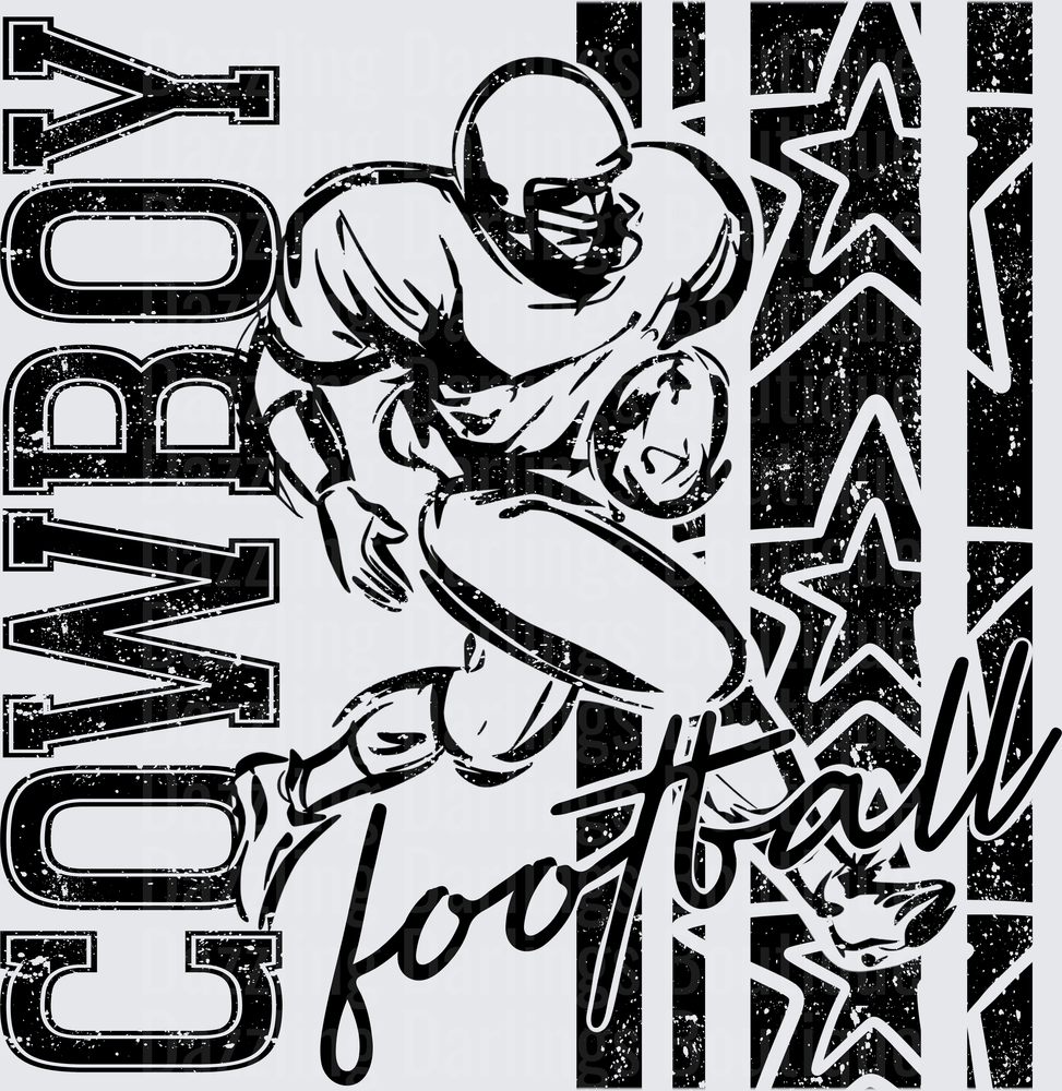 Cowboy Football Player Stars Grunge Distressed Graphic