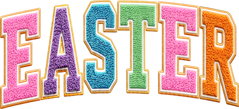 Colorful Embroidered Style Easter Text Letters