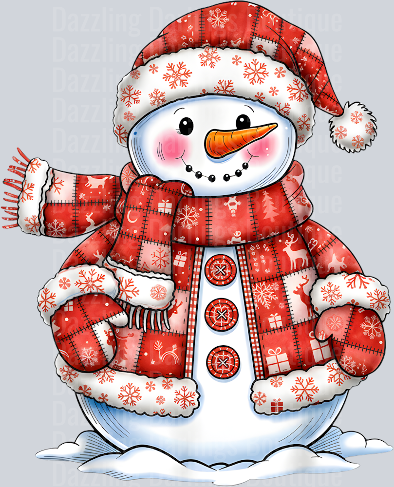 Patchwork Snowman Merry Christmas