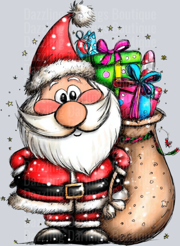 Hand-drawn Christmas Santa with Sack