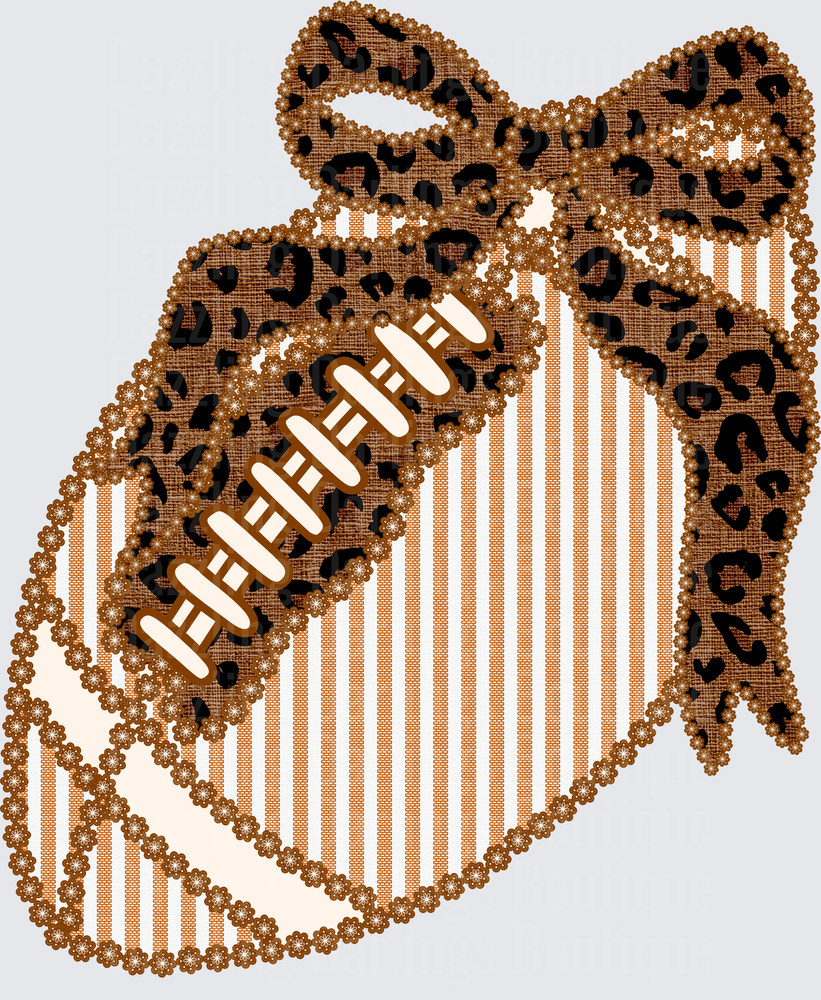 Leopard Print Striped Football with Bow Floral Border