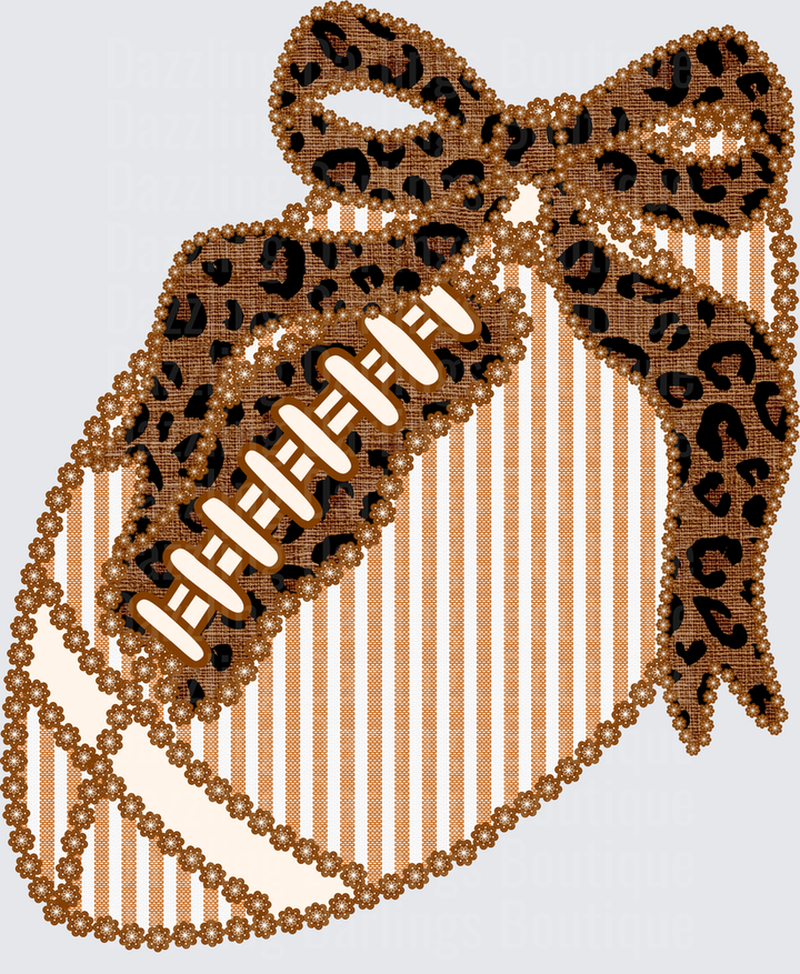 Leopard Print Striped Football with Bow Floral Border