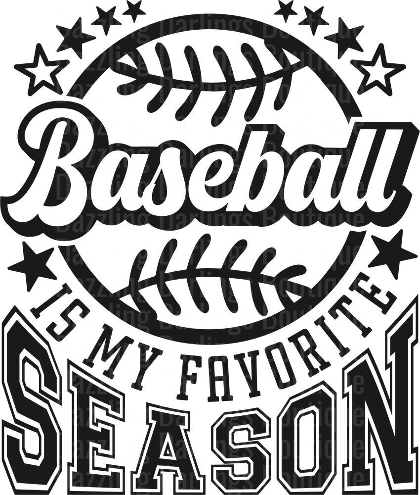 Baseball My Favorite Season Typography Design with Stars