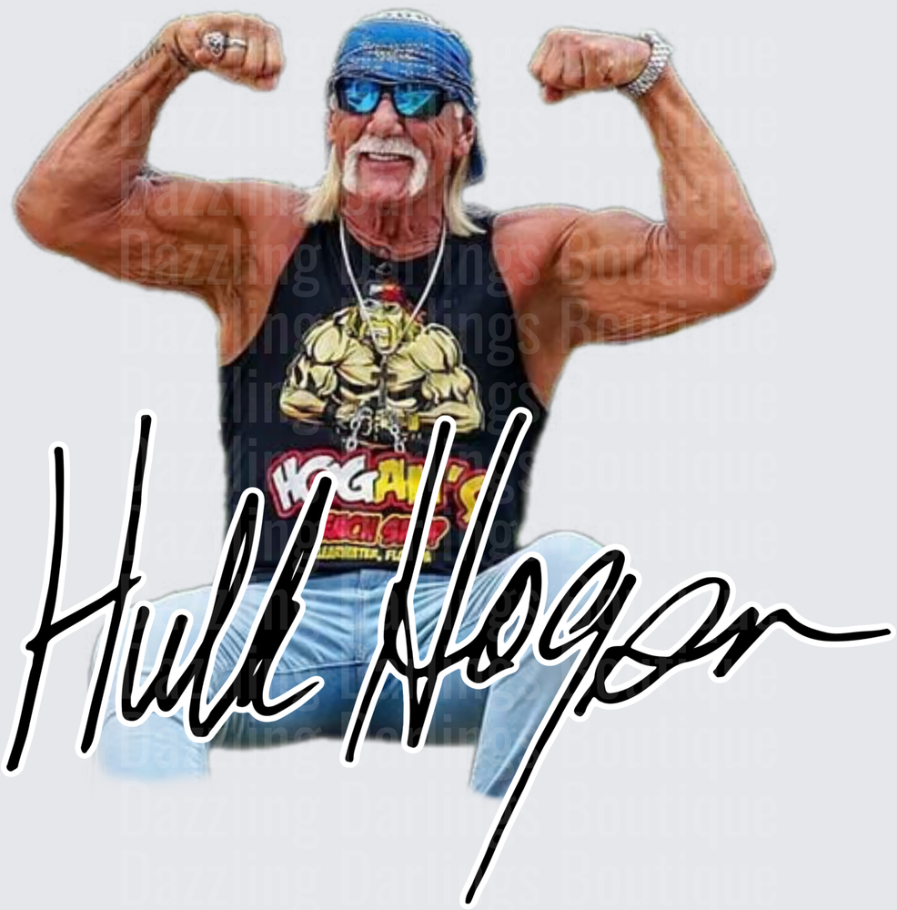 Hulk Hogan Flexing Muscle Pose with Signature