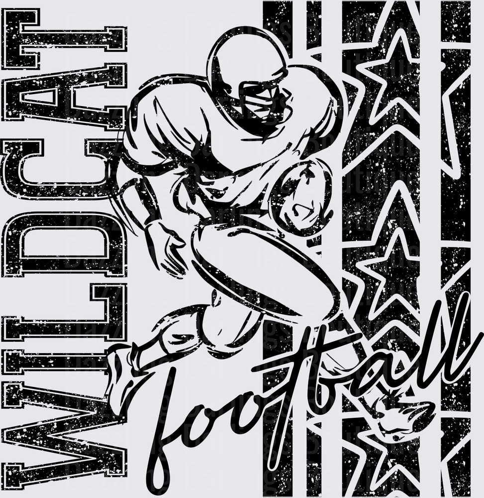 Wildcat Football Player Running Back Stars Grunge Design