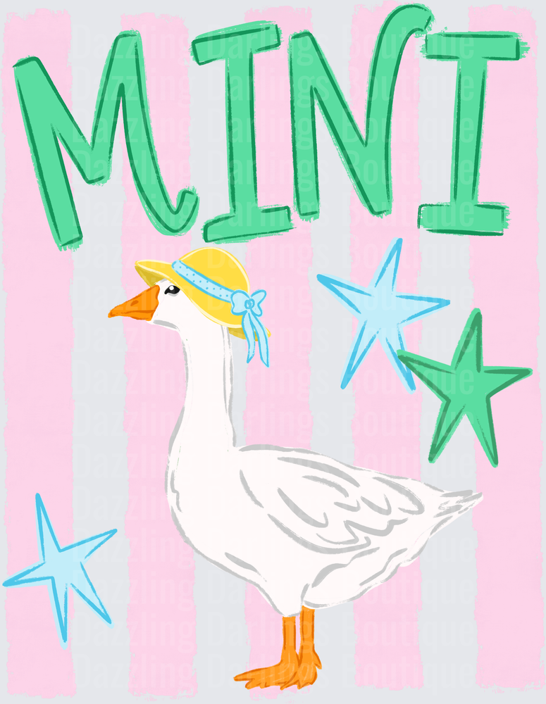 Mini Seagull with Yellow Hat and Stars Pink Stripes