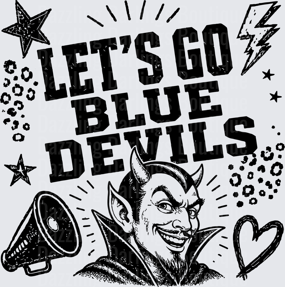 Let's Go Blue Devils Mascot Megaphone Spirit Design