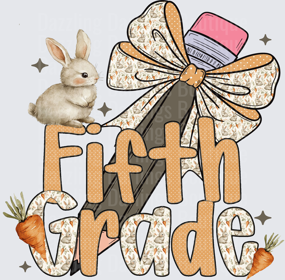 Fifth Grade Bunny Bow Carrot Pattern School Design
