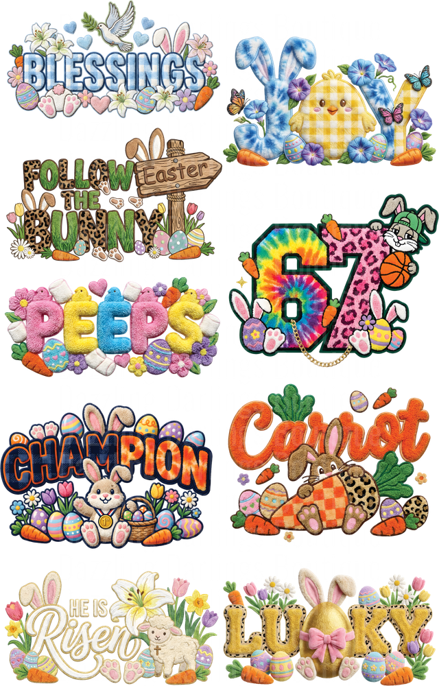 Easter Bundle with Bunny Ears Blessings Follow Bunny Champion Carrot He Is Risen Lucky Peeps Designs