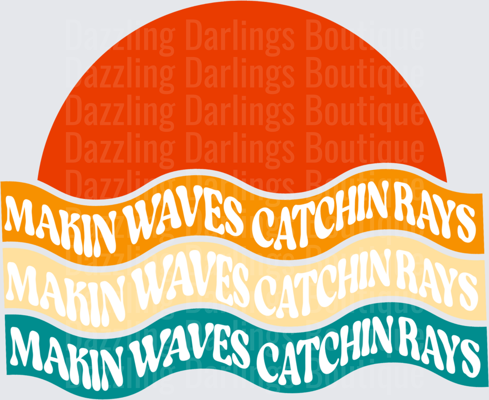 Makin Waves Catchin Rays Retro Beach Sunset Design