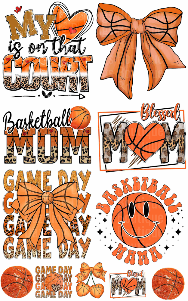 BASKETBALL PREMADE GANG SHEET SIZE 22.5"X 36"
