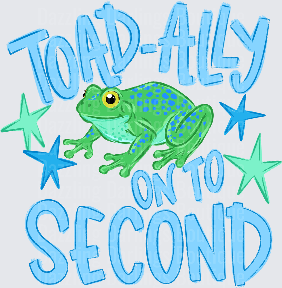 Toad-ally On To Second Grade Frog with Stars Design