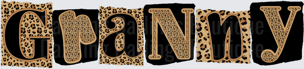 Granny Leopard Print Block Letters