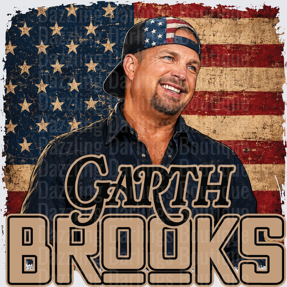 Garth Brooks Country Music Singer with Vintage American Flag