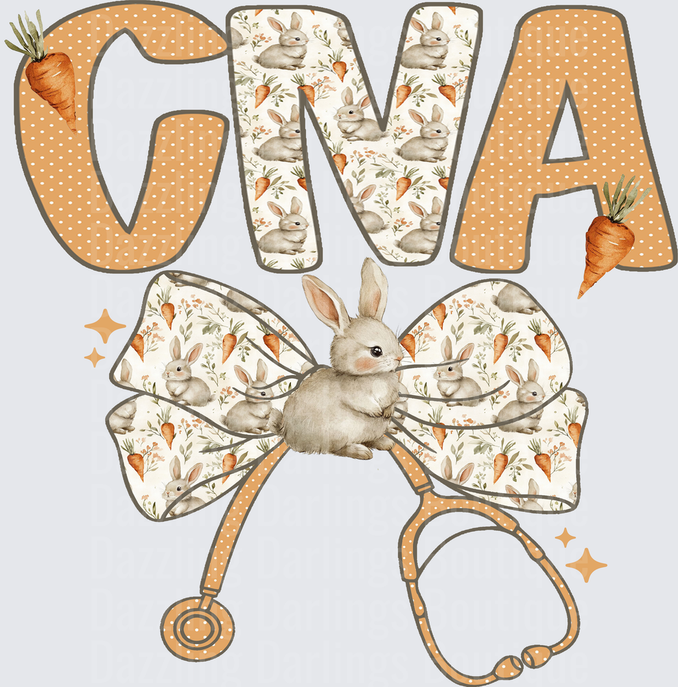 CNA Nurse Stethoscope with Bunny and Carrot Pattern Design
