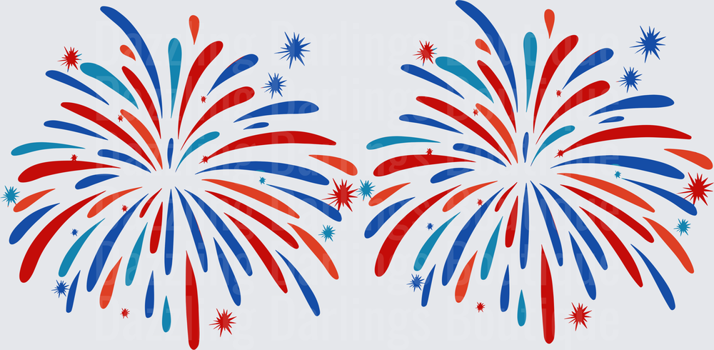 Red White Blue Patriotic Fireworks Burst Duo