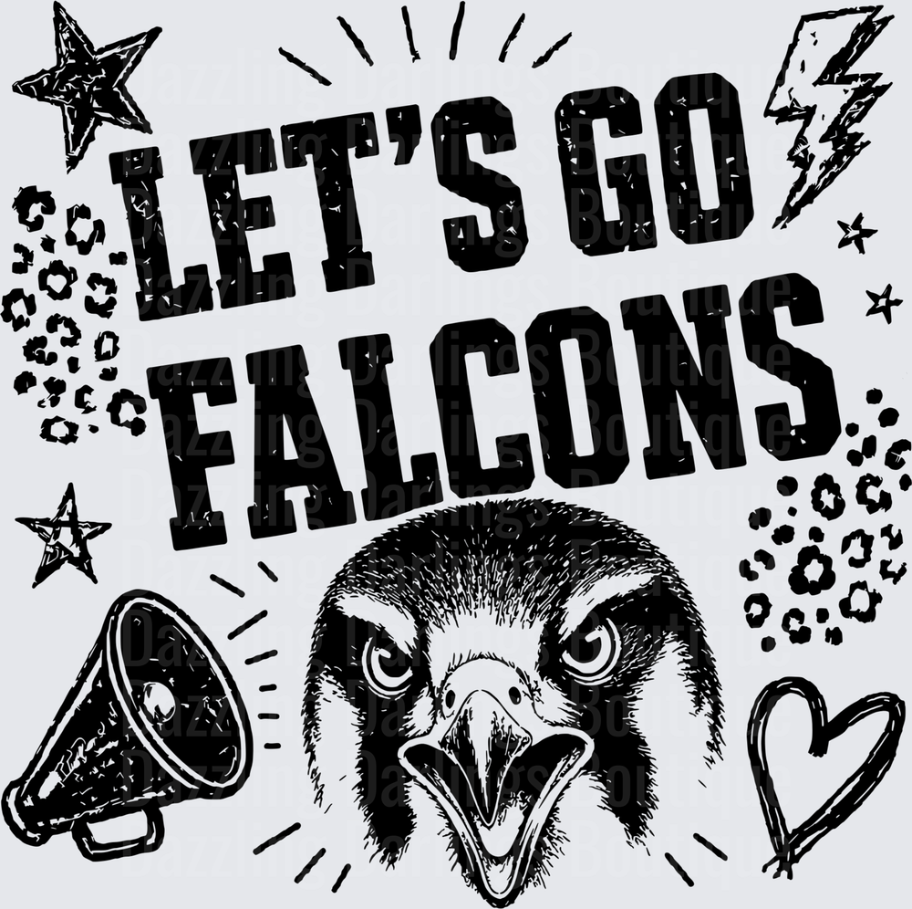 Let's Go Falcons Spirit Design with Fierce Falcon Face