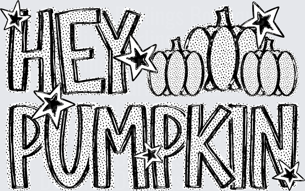 Hey Pumpkin Bold Text with Stars and Pumpkins Fall Design
