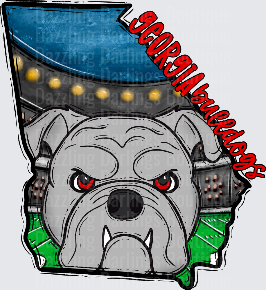 Georgia Bulldogs Fierce Mascot State Shape Stadium