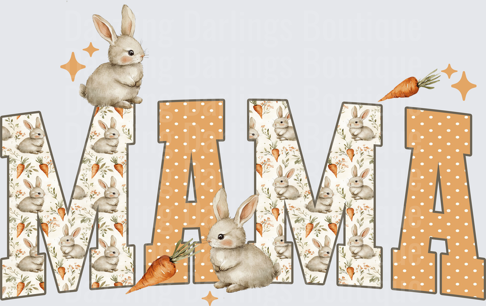 MAMA Letters with Watercolor Bunnies and Carrots