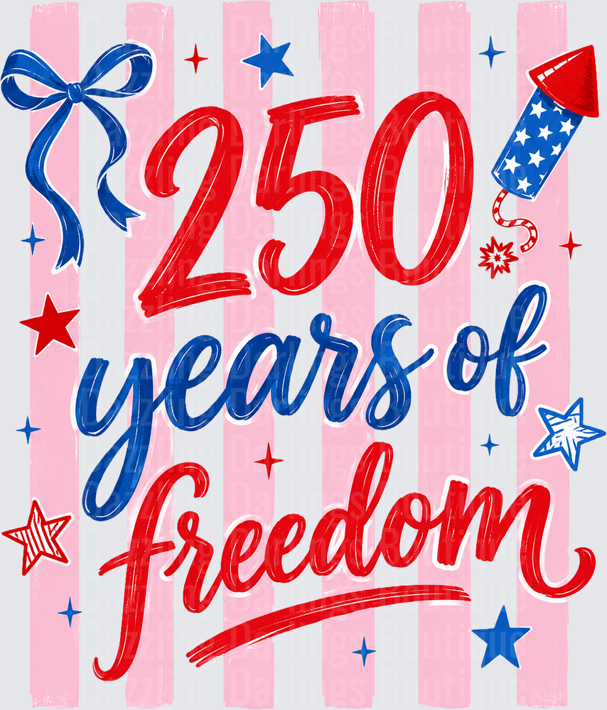 250 Years of Freedom Patriotic Red White Blue Stars Bow
