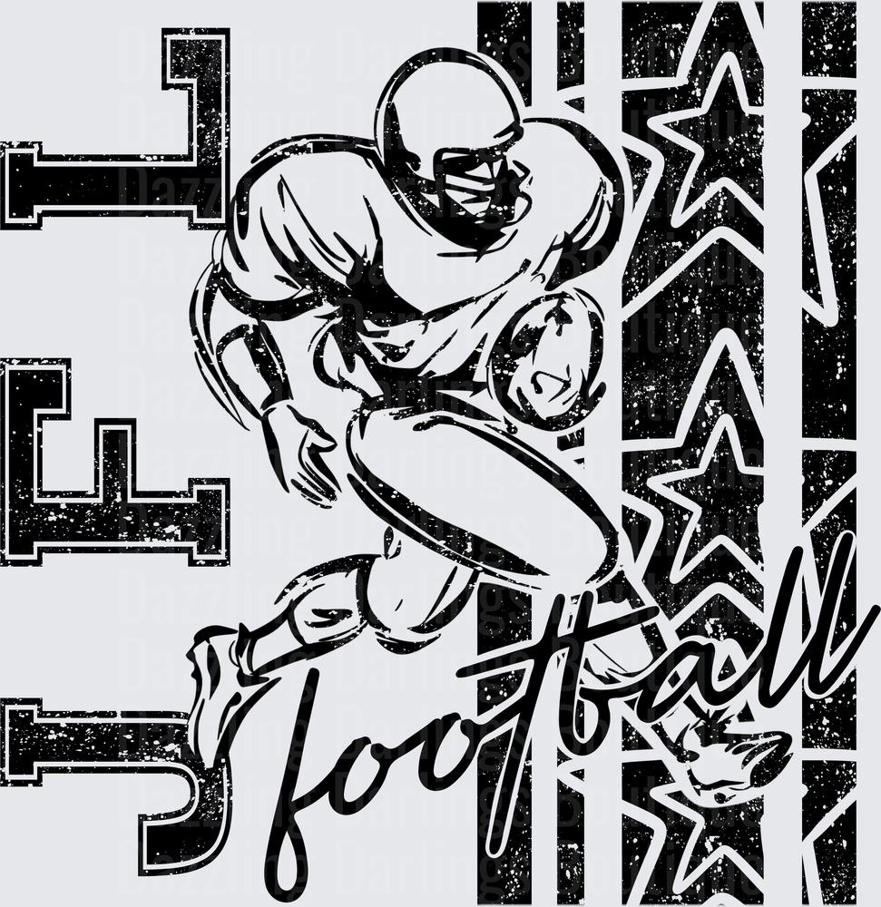 Grunge Football Player Running Back Stars Script Word
