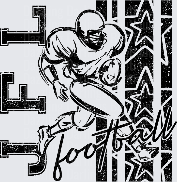 Grunge Football Player Running Back Stars Script Word