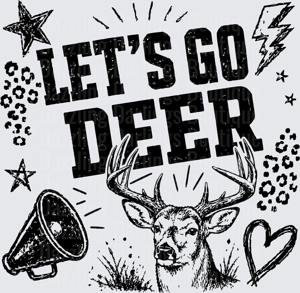 Let's Go Deer Buck Hunting Leopard Print Distressed Graphic