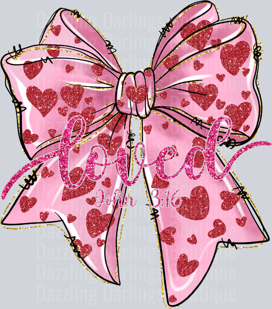 VALENTINE PINK AND RED COQUETTE BOW