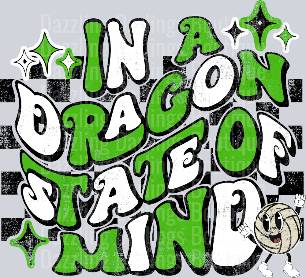 PICKENS DRAGONS DTF TRANSFER IN A DRAGON STATE OF MIND VOLLEYBALL