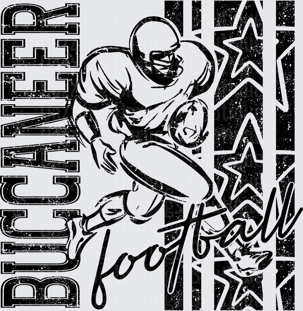 Buccaneer Football Player Grunge Stars Distressed Graphic