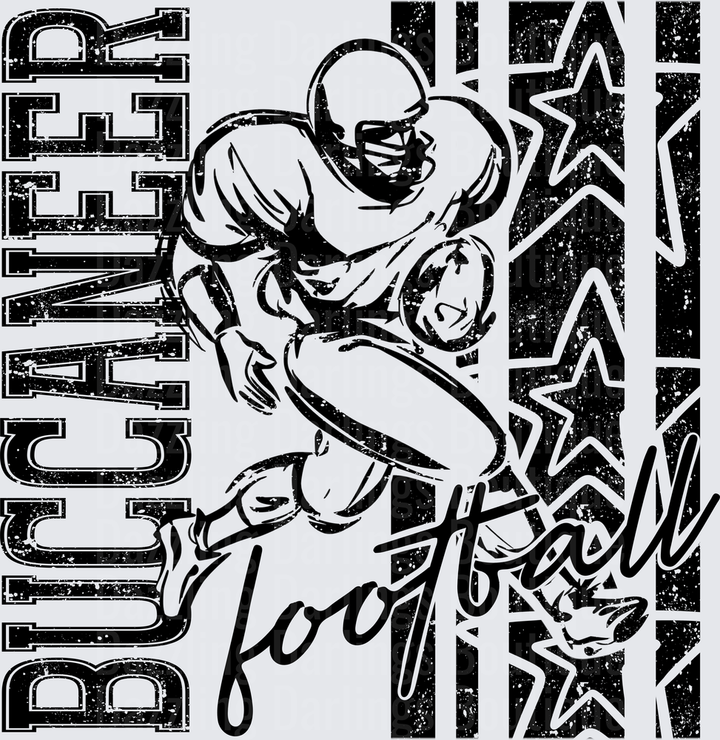 Buccaneer Football Player Grunge Stars Distressed Graphic